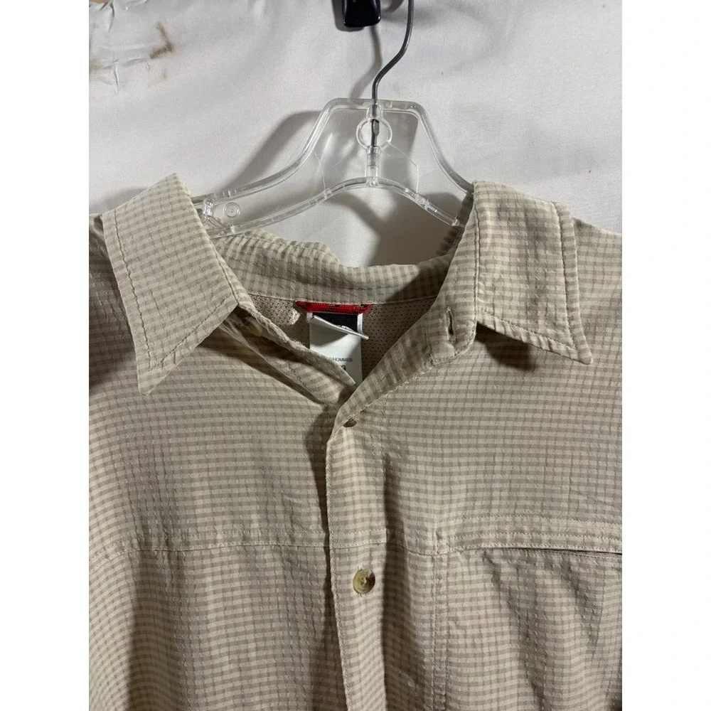 The North Face Shirt Mens XL Tan Excellent Short Sleeve Zip Pocket ABC4